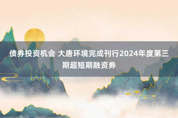 债券投资机会 大唐环境完成刊行2024年度第三期超短期融资券