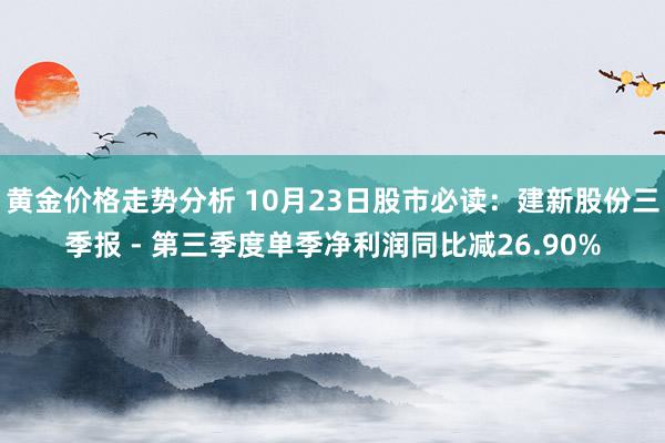 黄金价格走势分析 10月23日股市必读：建新股份三季报 - 第三季度单季净利润同比减26.90%