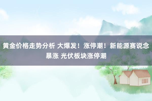 黄金价格走势分析 大爆发！涨停潮！新能源赛说念暴涨 光伏板块涨停潮