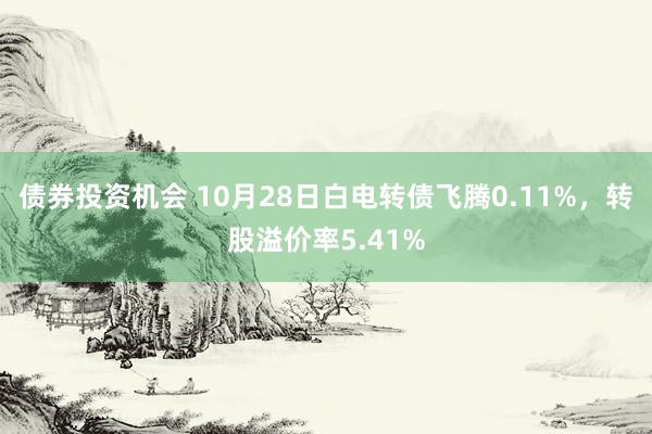 债券投资机会 10月28日白电转债飞腾0.11%，转股溢价率5.41%