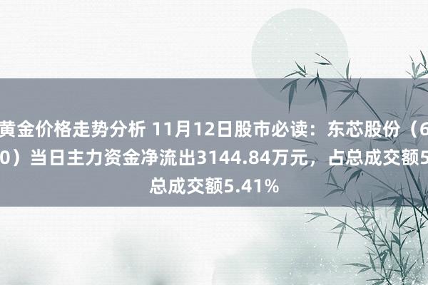 黄金价格走势分析 11月12日股市必读：东芯股份（688110）当日主力资金净流出3144.84万元，占总成交额5.41%