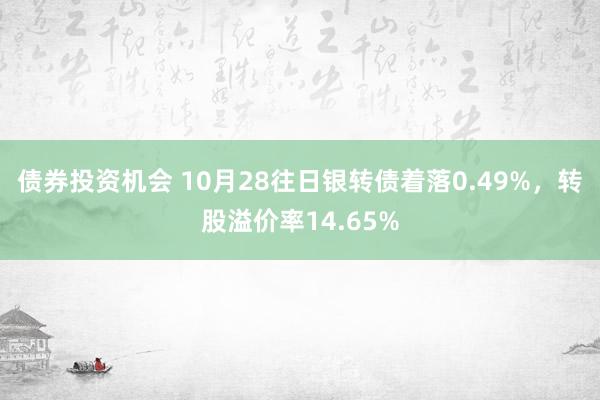 债券投资机会 10月28往日银转债着落0.49%，转股溢价率14.65%