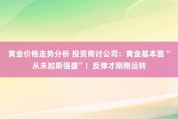 黄金价格走势分析 投资商讨公司：黄金基本面“从未如斯强盛”！反弹才刚刚运转