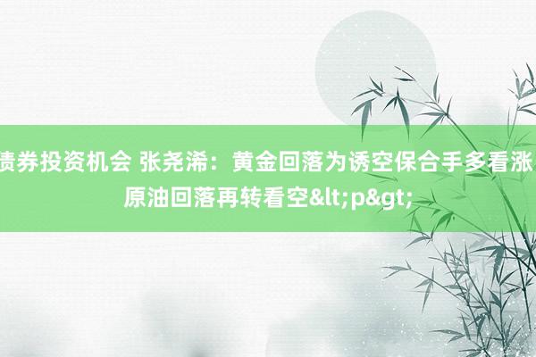 债券投资机会 张尧浠：黄金回落为诱空保合手多看涨、原油回落再转看空<p>