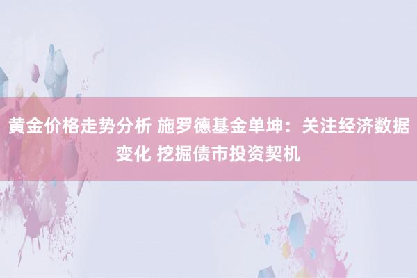 黄金价格走势分析 施罗德基金单坤：关注经济数据变化 挖掘债市投资契机