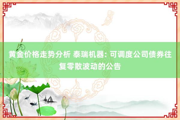 黄金价格走势分析 泰瑞机器: 可调度公司债券往复零散波动的公告