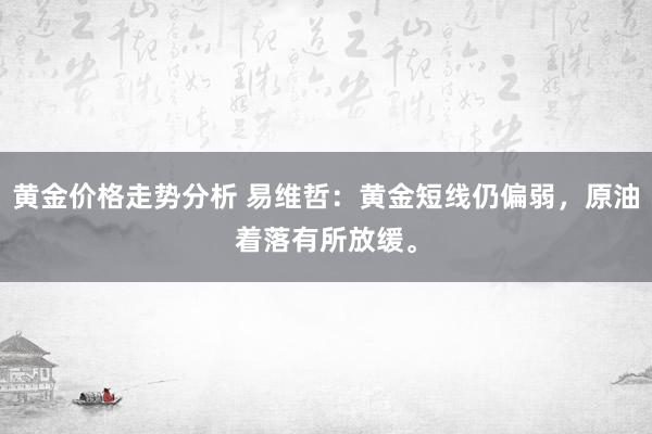 黄金价格走势分析 易维哲：黄金短线仍偏弱，原油着落有所放缓。