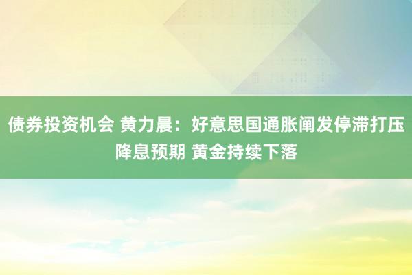 债券投资机会 黄力晨：好意思国通胀阐发停滞打压降息预期 黄金持续下落