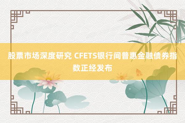 股票市场深度研究 CFETS银行间普惠金融债券指数正经发布