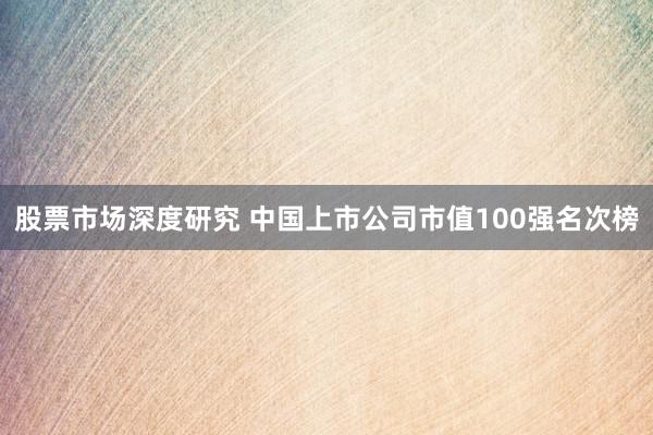 股票市场深度研究 中国上市公司市值100强名次榜