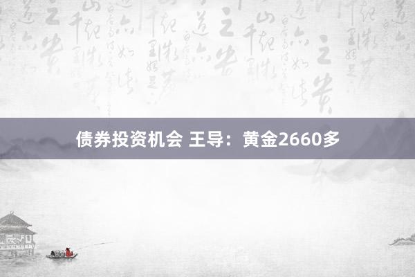 债券投资机会 王导：黄金2660多