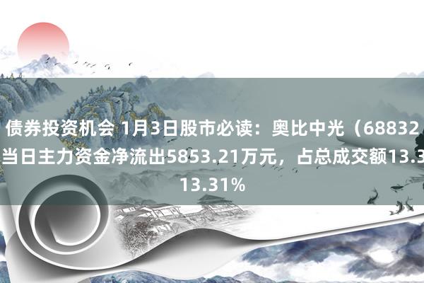 债券投资机会 1月3日股市必读：奥比中光（688322）当日主力资金净流出5853.21万元，占总成交额13.31%