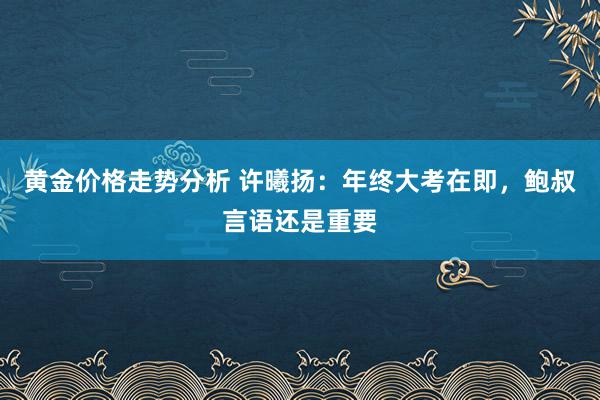 黄金价格走势分析 许曦扬：年终大考在即，鲍叔言语还是重要