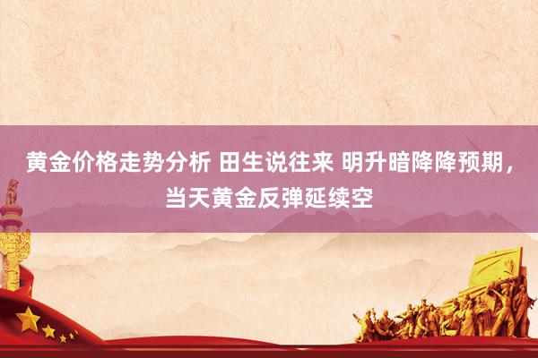 黄金价格走势分析 田生说往来 明升暗降降预期，当天黄金反弹延续空