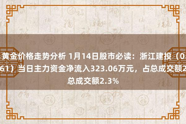 黄金价格走势分析 1月14日股市必读：浙江建投（002761）当日主力资金净流入323.06万元，占总成交额2.3%