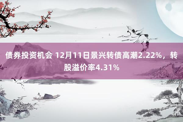 债券投资机会 12月11日景兴转债高潮2.22%，转股溢价率4.31%