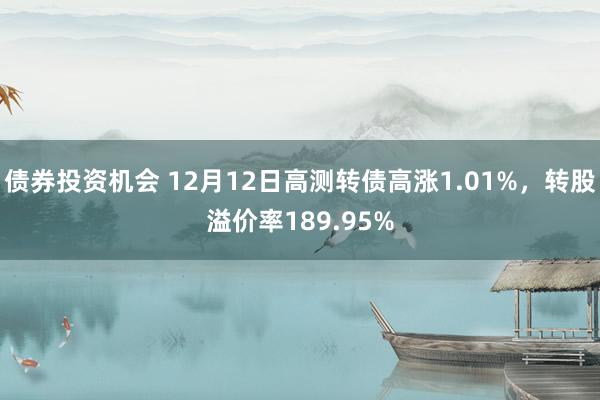 债券投资机会 12月12日高测转债高涨1.01%，转股溢价率189.95%