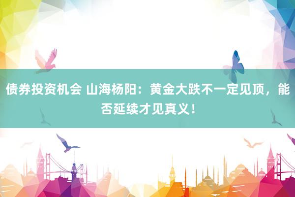 债券投资机会 山海杨阳：黄金大跌不一定见顶，能否延续才见真义！