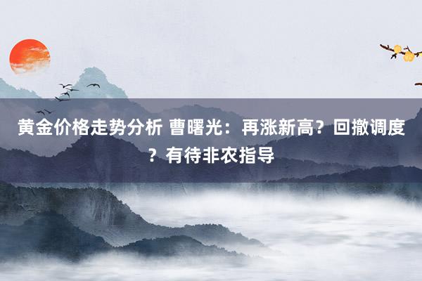 黄金价格走势分析 曹曙光：再涨新高？回撤调度？有待非农指导