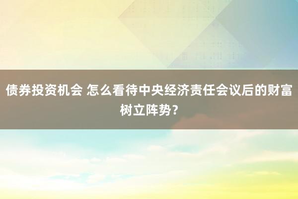 债券投资机会 怎么看待中央经济责任会议后的财富树立阵势？