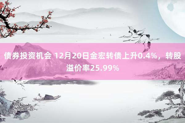 债券投资机会 12月20日金宏转债上升0.4%，转股溢价率25.99%