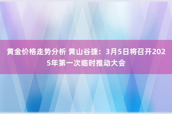 黄金价格走势分析 黄山谷捷：3月5日将召开2025年第一次临时推动大会