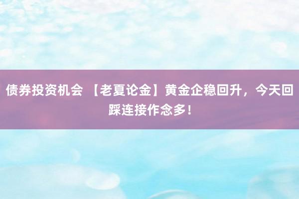 债券投资机会 【老夏论金】黄金企稳回升，今天回踩连接作念多！