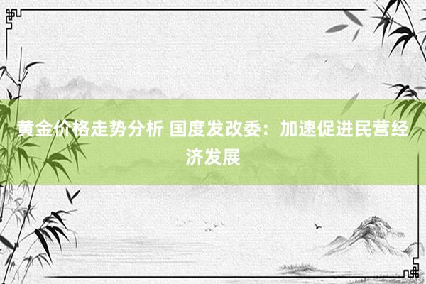 黄金价格走势分析 国度发改委：加速促进民营经济发展