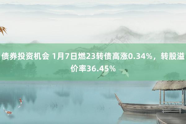 债券投资机会 1月7日燃23转债高涨0.34%，转股溢价率36.45%